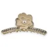 Presilha de cabelo dourada com flores bege e strass