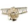 Golden hair clip with beige flowers and rhinestones