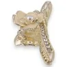 Fermaglio per capelli dorato con fiori beige e strass