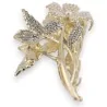 Goldene Haarspange mit Blume auf Stiel aus Perlen und Strass