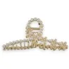 Goldene Haarspange mit Blumen und cremefarbenen Perlen