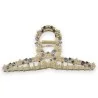 Fermaglio per capelli dorato con perle e strass bianchi