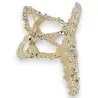 Fermaglio per capelli dorato con perle e strass bianchi