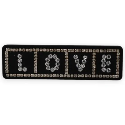 Black LOVE hair clip with rhinestones