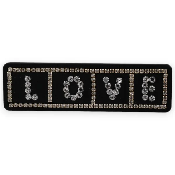 Pasador LOVE negro con brillantes