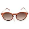 Lunettes de soleil rondes marron translucide | Monture dorée élégante
