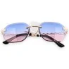 Lunettes de soleil ovales élégantes | Verres dégradés bleu-rose | Mode Tendance