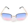 Elegant Oval Sunglasses | Blue-Pink Gradient Lenses | Trendy Fashion