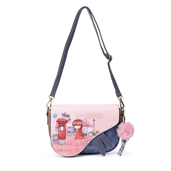 Schultertasche Kleines Mädchen mit ihrem Hund