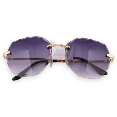 Oval sunglasses with black and grey tinted lenses