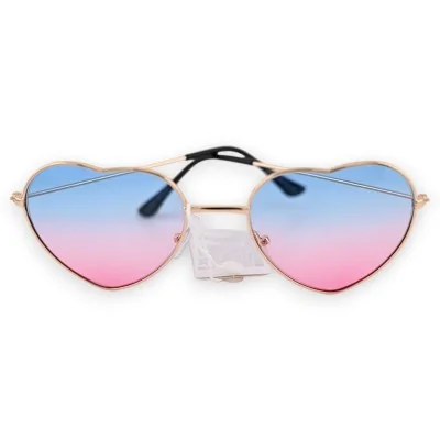 Occhiali a cuore hippie blu e rosa