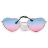 Heart-shaped hippie sunglasses in blue and pink