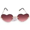 Hippie-Herzbrille im Boho-Stil - Rahmenlose Fassung mit brauner Tönung