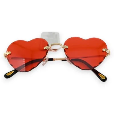 Gafas de corazón hippie rojas