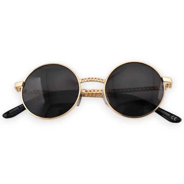 Gold and black round glasses