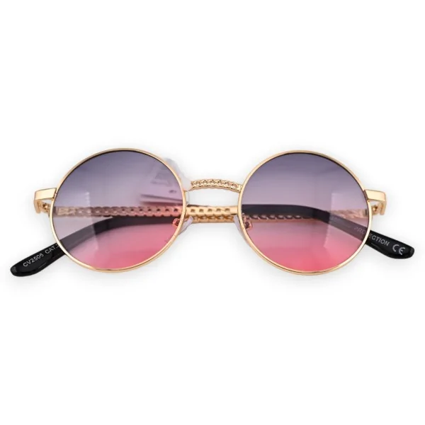 Runde Sonnenbrille mit Farbverlauf in Grau und Rosa