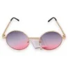 Runde Vintage-Sonnenbrille mit grau-rosa Farbverlauf | Hippie-Chic-Stil | Trendige Mode