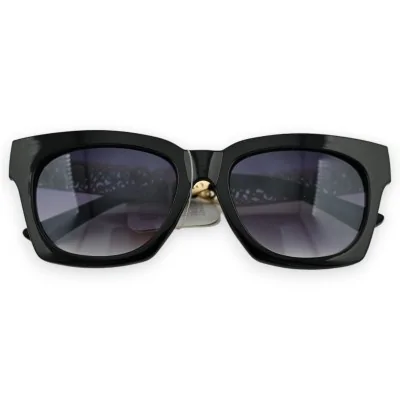 Black and gold rectangular glasses