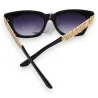 Elegantes gafas de sol rectangulares negras | Refinados detalles dorados