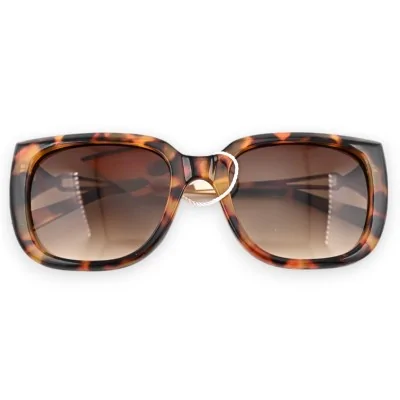 Oversized leopard-print sunglasses in brown and gold