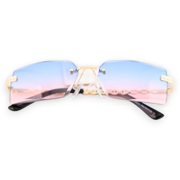 Gold fancy glasses with pink and blue shades