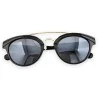Lunettes de soleil rondes noires avec barre dorée | Design élégant et moderne
