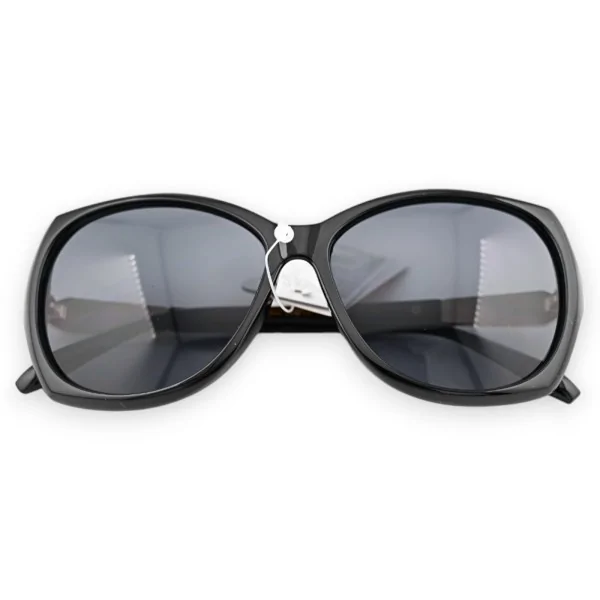 Lunettes noires grand modèle branches bijoux dorées