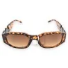 Rechteckige Leoparden-Sonnenbrille | Goldene Schmuck-Bügel | Trendige Mode