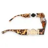 Gafas de Sol Rectangulares Leopardo | Patillas con Joyas Doradas | Moda Tendencia