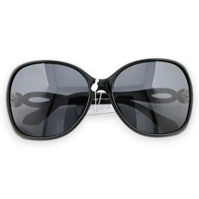 Classic large black sunglasses with gold trim