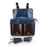 Bolsa carteiro vintage azul e marrom - Design retrô elegante | Moda Tendência