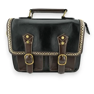 Cartella vintage nera e marrone
