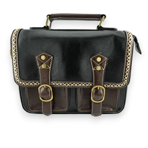 Bolso estilo cartera vintage negro y marrón