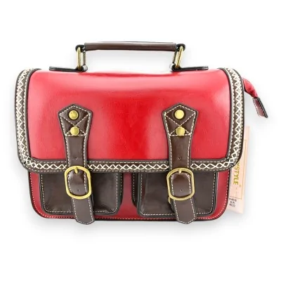 Vintage Schultasche in Rot und Braun