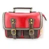 Sac Cartable Vintage Rouge & Marron | Design Rétro Élégant | Mode Tendance