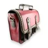 Sac Cartable Vintage Rouge & Marron | Design Rétro Élégant | Mode Tendance
