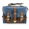 Vintage large format satchel bag blue brown