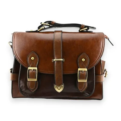 Bolso tipo cartera vintage de gran tamaño en tonos marrón