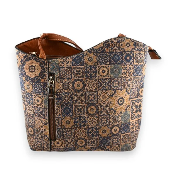 Kork-Tasche 2 in 1 mit blauer Grafik