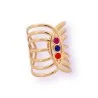 Vergoldeter Stahlring mit mehreren Ringen und Steinen | Eleganter verstellbarer Schmuck