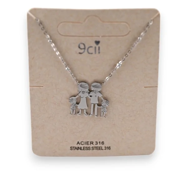 Collar de acero plateado Familia