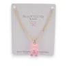 Collar de acero con osito de gominola rosa translúcido