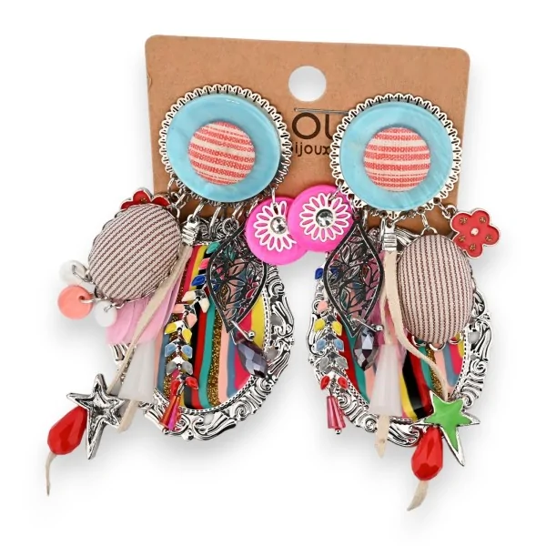 Grandes brincos de clip multicoloridos lolilota