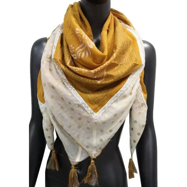 Quadratischer ethnischer Schal mit goldenen Details