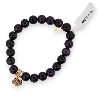 Bracciale ametista e charm quadrifoglio