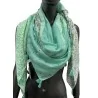 Square patchwork scarf with leaf and liberty print, Sea green