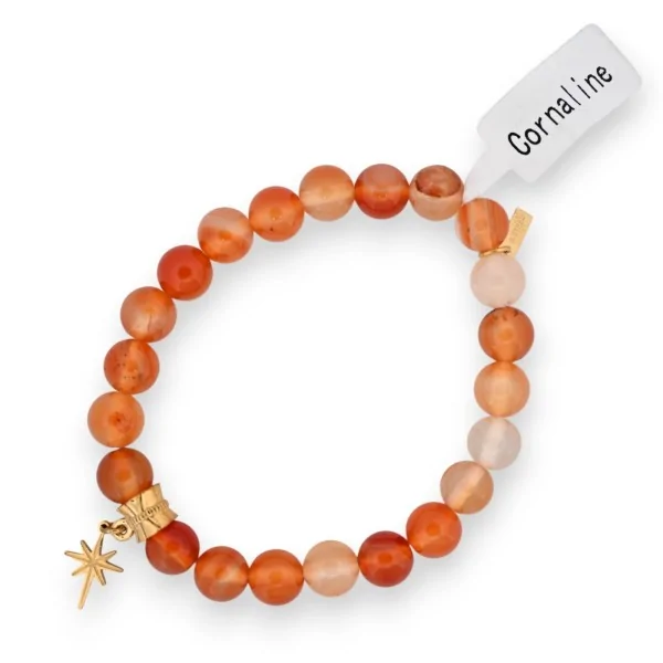 Pulseira de contas de cornalina com pingente de estrela