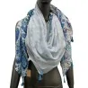 Pañuelo cuadrado patchwork estampado cachemir y liberty azul