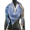 Foulard quadrato patchwork con stampa floreale e zig zag