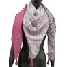 Quadratischer Patchwork-Schal mit Liberty-Druck und rosa Fächermuster
